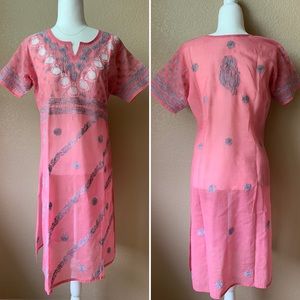 Pink Embroidered Beach Cover Up Size Small
